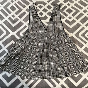 Zara Deep V Neck Black & Gray Striped Dress sz L